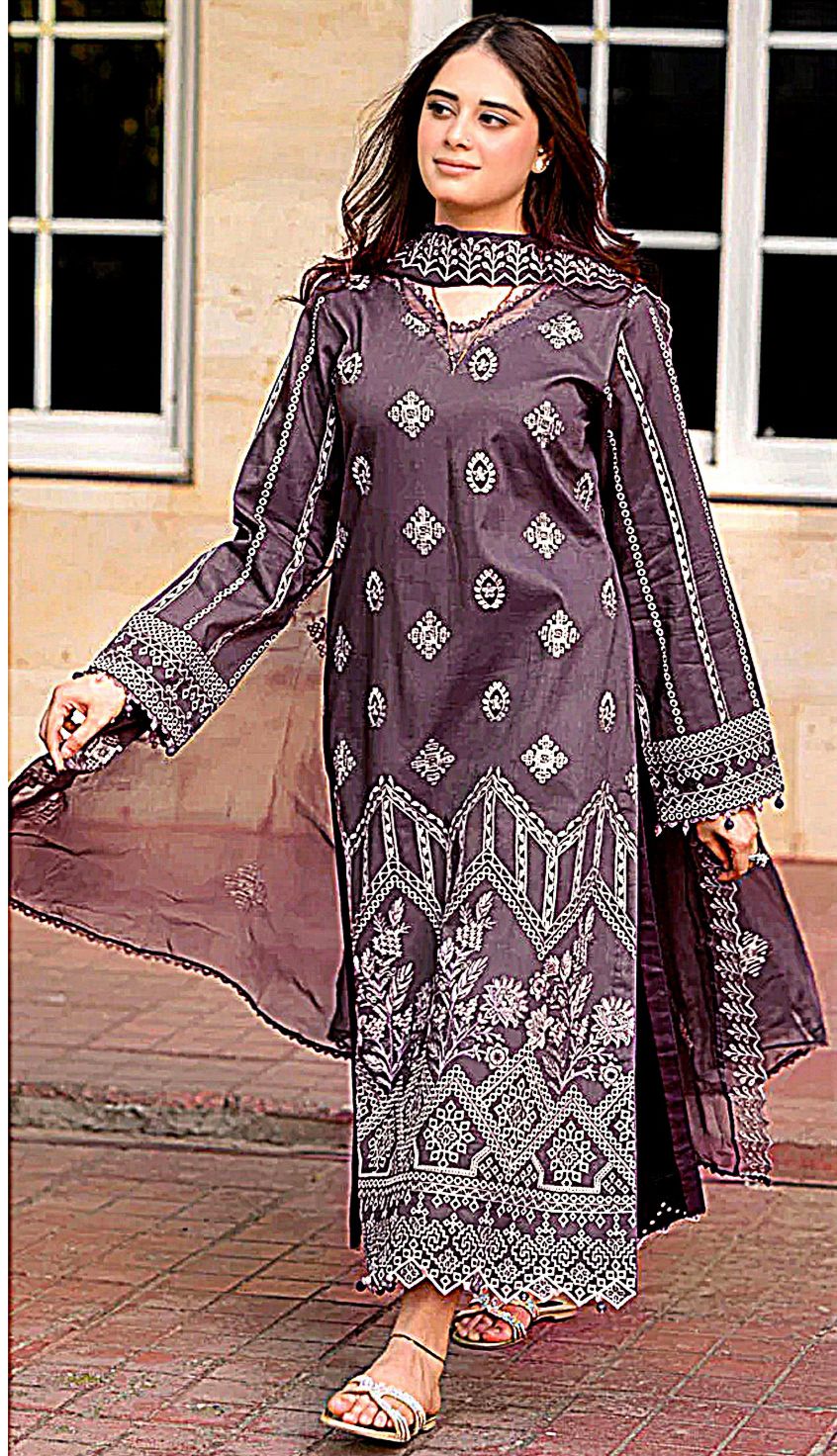 Libas - 3pc Embroidered Lawn with Emb Chiffon Dopatta