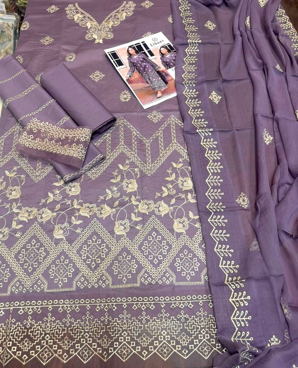 Libas - 3pc Embroidered Lawn with Emb Chiffon Dopatta