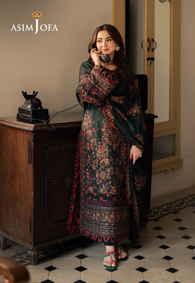 Asim Jofa - 3pc Embroidered Lawn with Emb Chiffon Dopatta