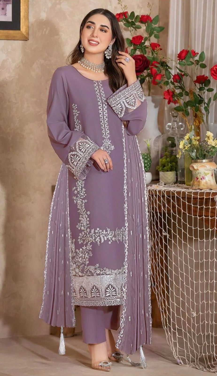 Zarqash - 3pc Embroidered Lawn with Lawn Emb Dopatta
