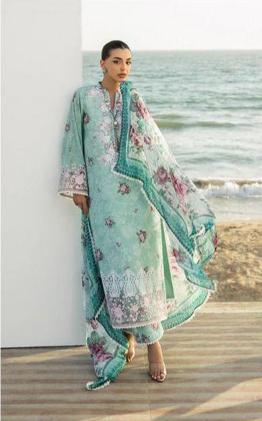 Zainab Chottani - 3pc Embroidered Lawn with Printed Pure Voil Dopatta