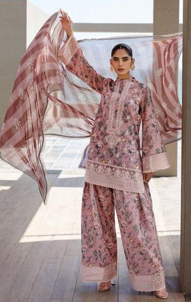 Zainab Chottani - 3pc Embroidered Lawn with Printed Pure Voil Dopatta