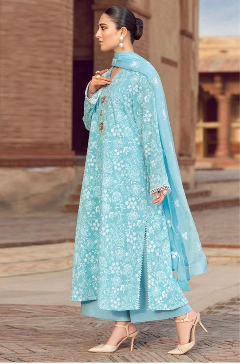 Bareeze - 3pc Embroidered Lawn with Emb Chiffon Dopatta