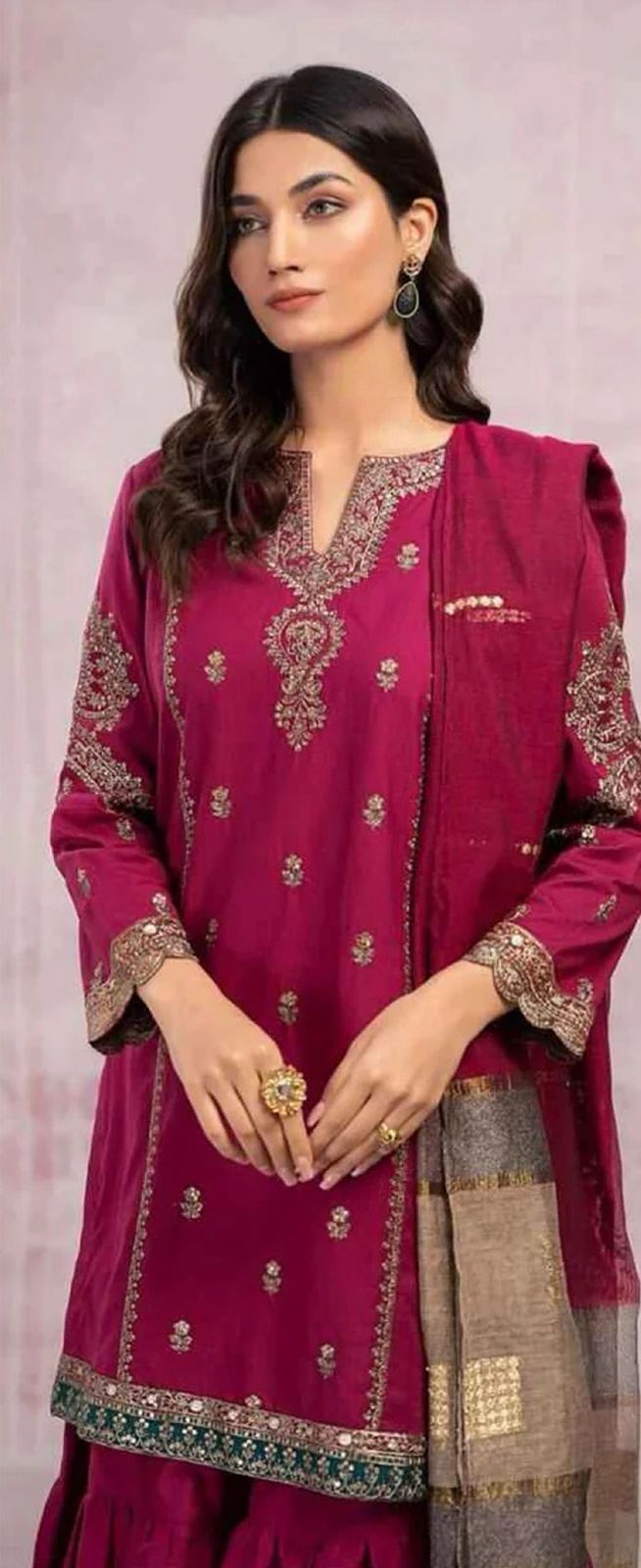 Maria B - 3pc Embroidered Lawn with Printed Diamond Dopatta