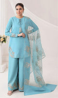Deepak Perwana- 3pc Embroidered Lawn with Emb Khaadi Net Dopatta