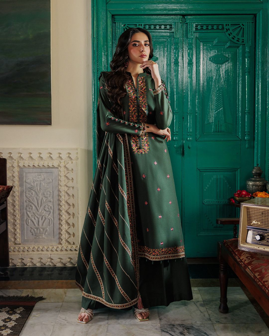 Kayseria- 3pc Embroidered Lawn with Emb Chiffon Dopatta