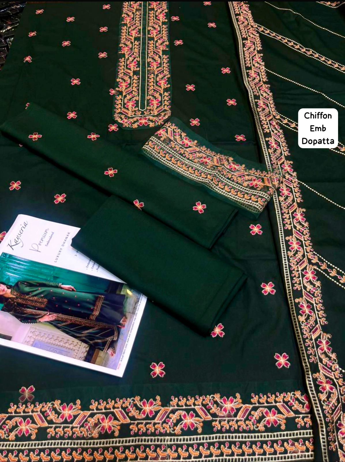 Kayseria- 3pc Embroidered Lawn with Emb Chiffon Dopatta