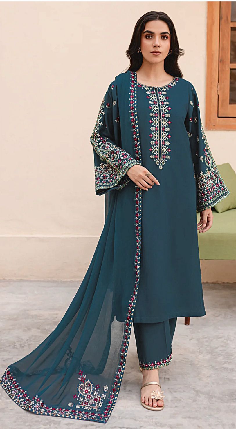 Batik - 3pc Embroidered Lawn with Emb Chiffon Dopatta