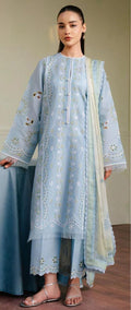 Zarashah - 3pc Embroidered Lawn with Digital Print Diamond Dopatta