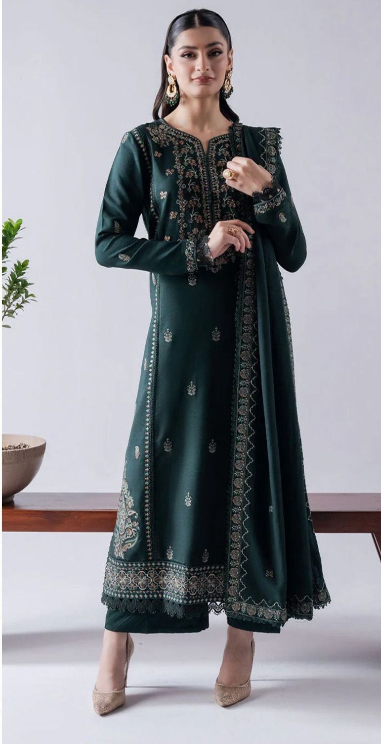 Asim jofa - 3pc Embroidered Lawn with Emb Chiffon Dopatta