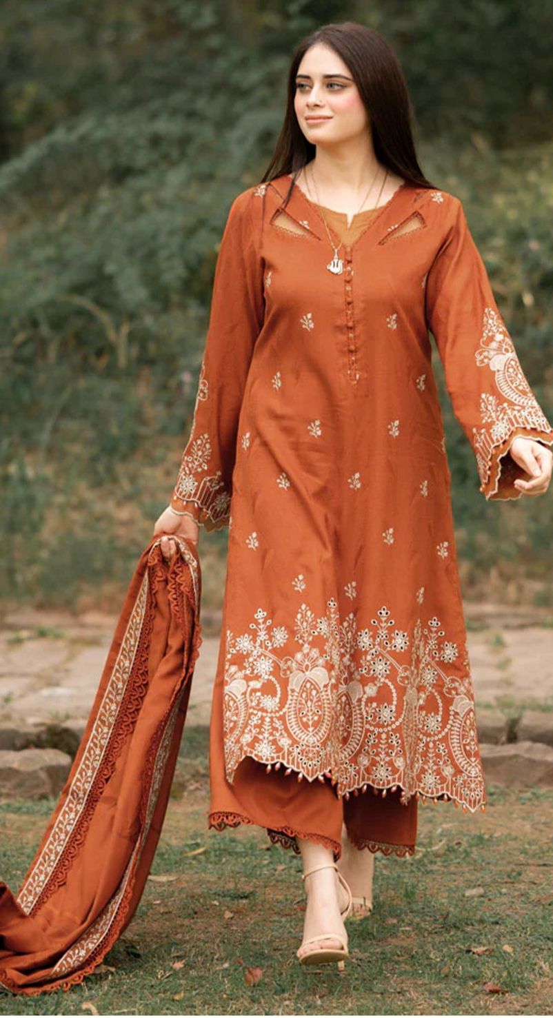 Libas - 3pc Embroidered Lawn with Emb Chiffon Dopatta