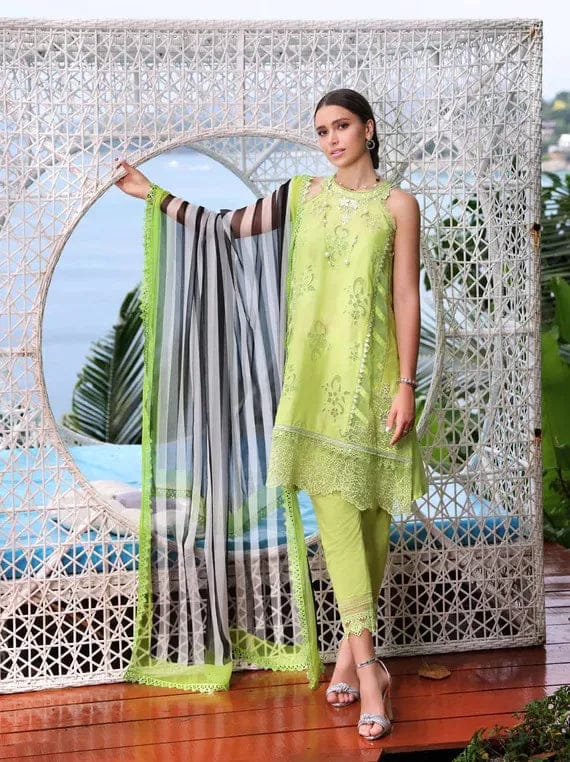 Maria B - 3pc Chikenkari Embroidered Lawn with Digital Printed Diamond Dopatta