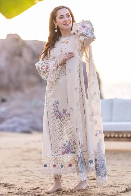 Qalamkar - 3pc Embroidered Lawn with Emb Organza Dopatta