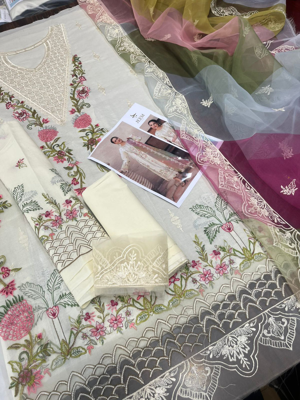 Jeem - 3pc Embroidered Lawn with Emb Dimaond Dopatta