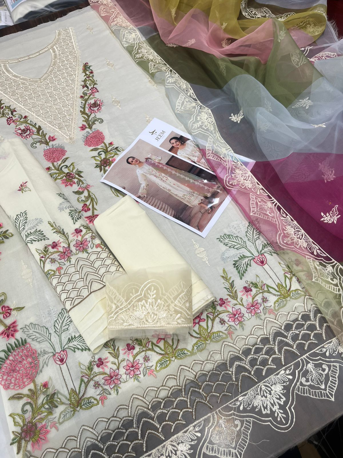 Jeem - 3pc Embroidered Lawn with Emb Dimaond Dopatta