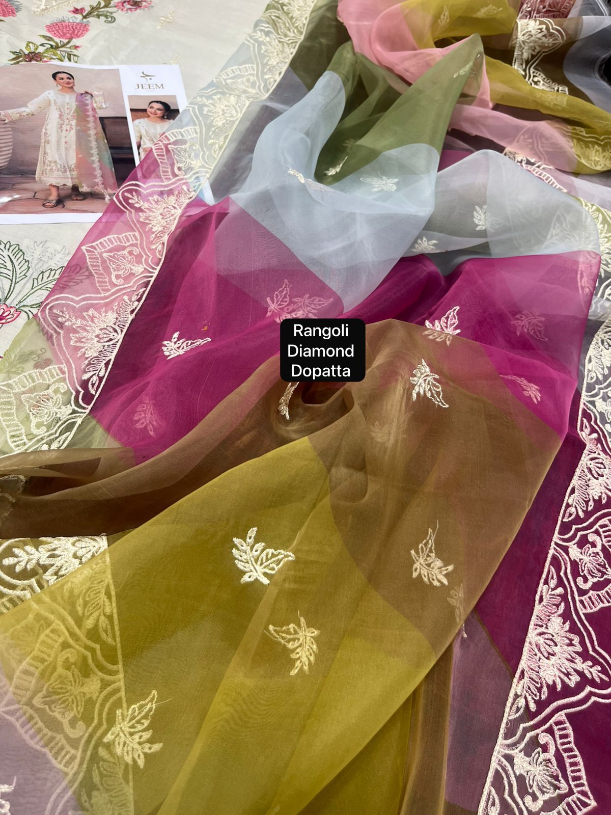 Jeem - 3pc Embroidered Lawn with Emb Dimaond Dopatta