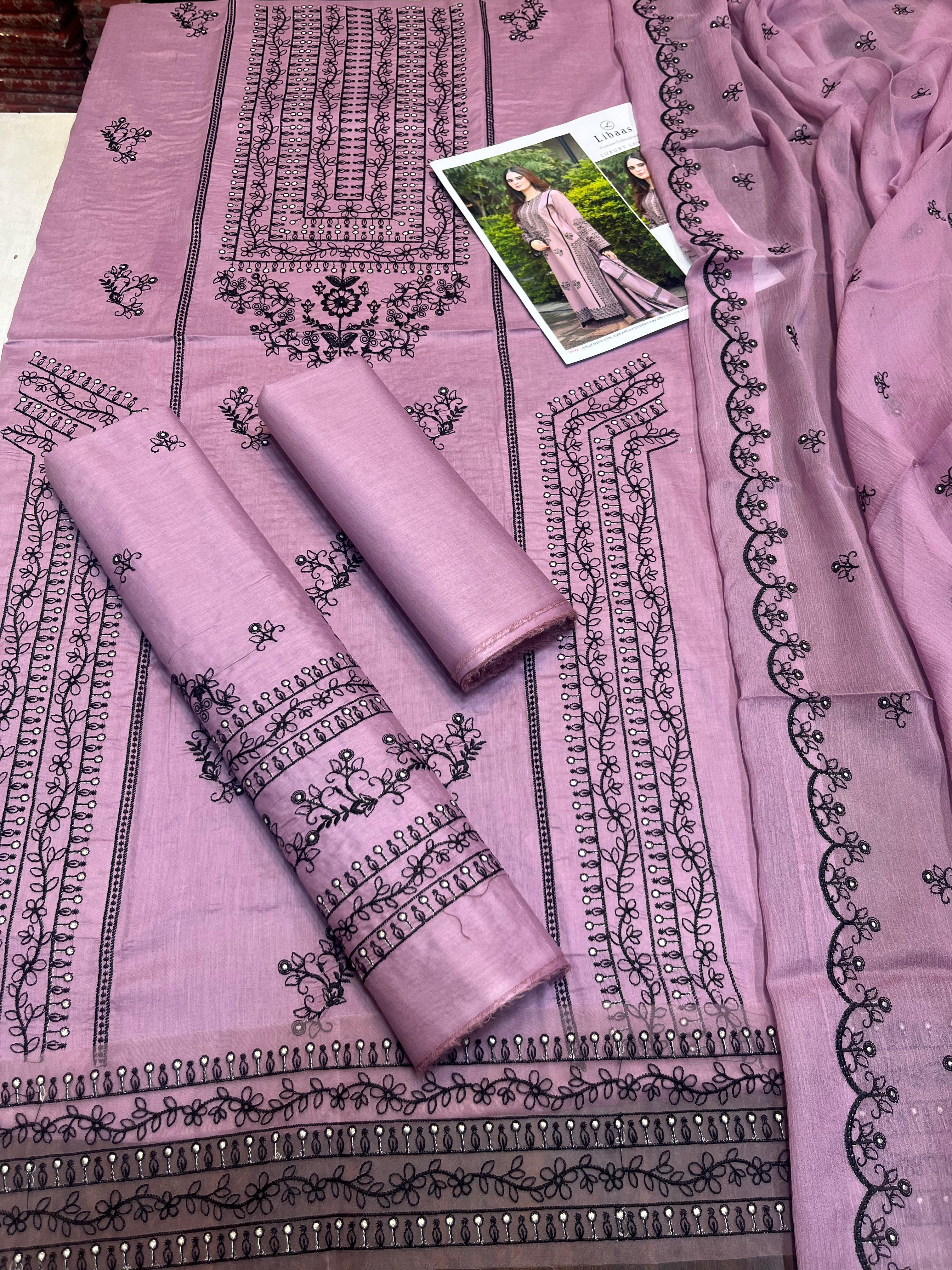 Libas - 3pc Embroidered Lawn with Emb Chiffon Dopatta