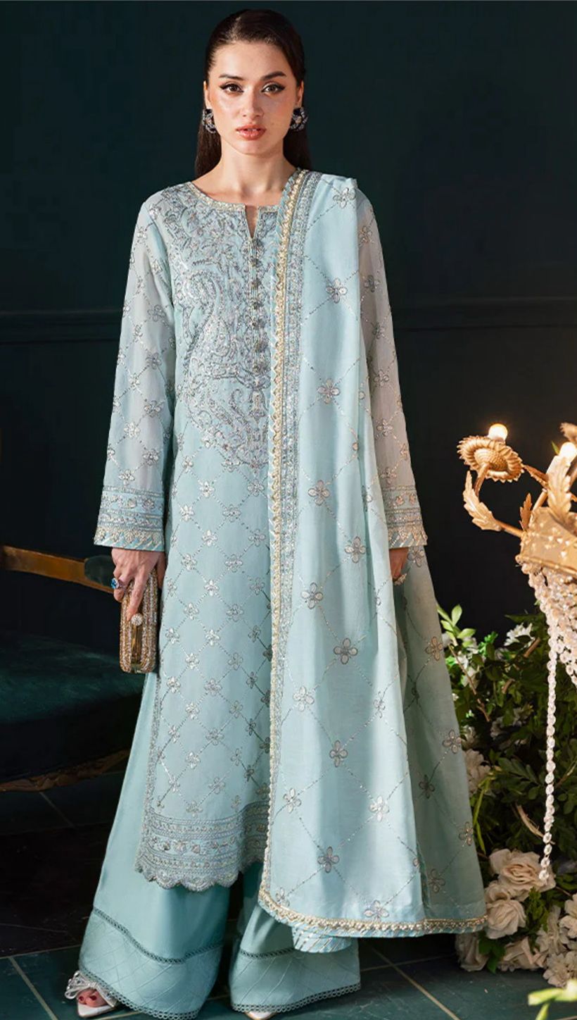 Asim jofa - 3pc Embroidered Lawn with Emb Chiffon Dopatta