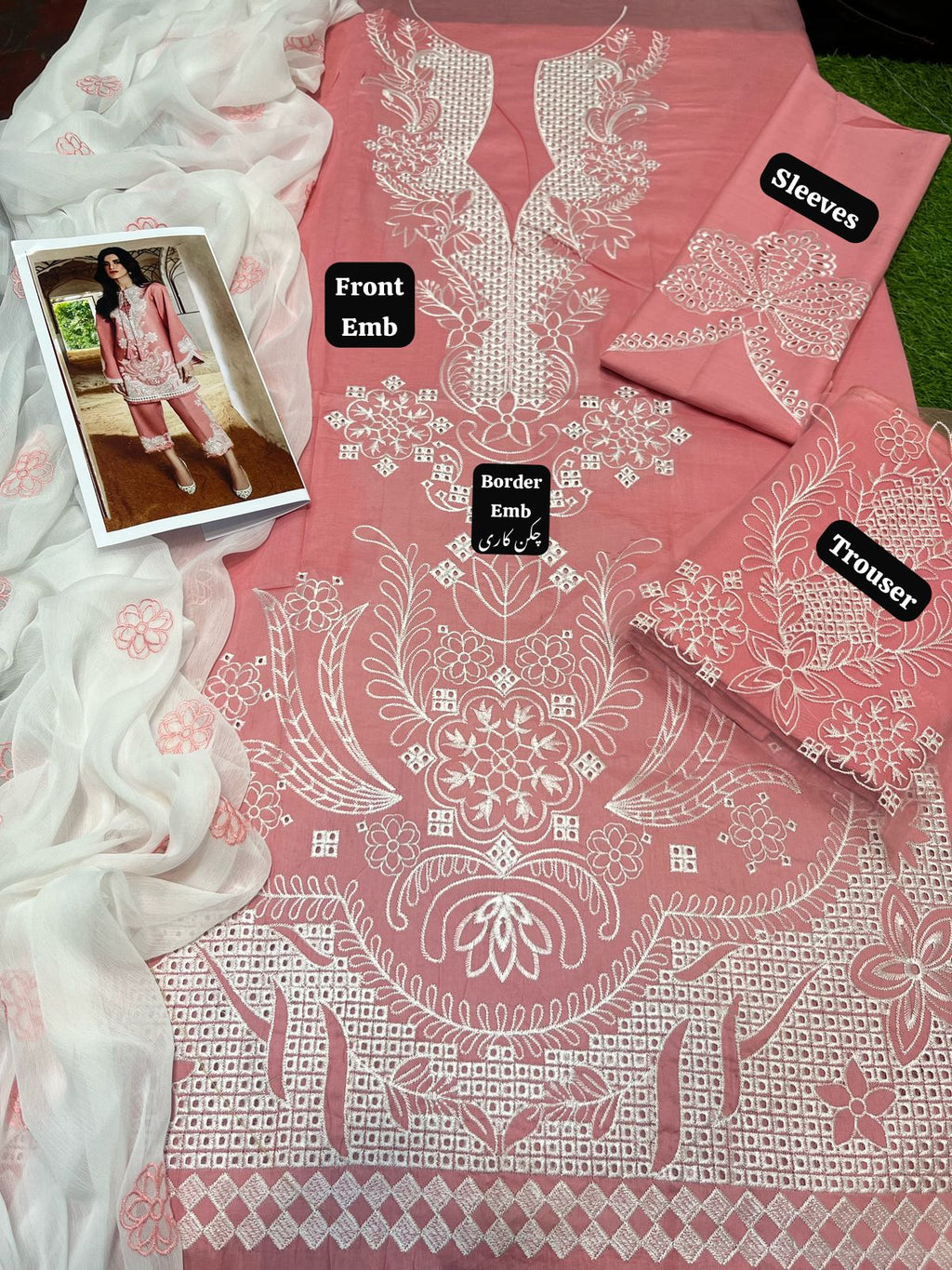 Chrimson - 3pc Embroidered Lawn with Emb Heavy Chiffon Dopatta