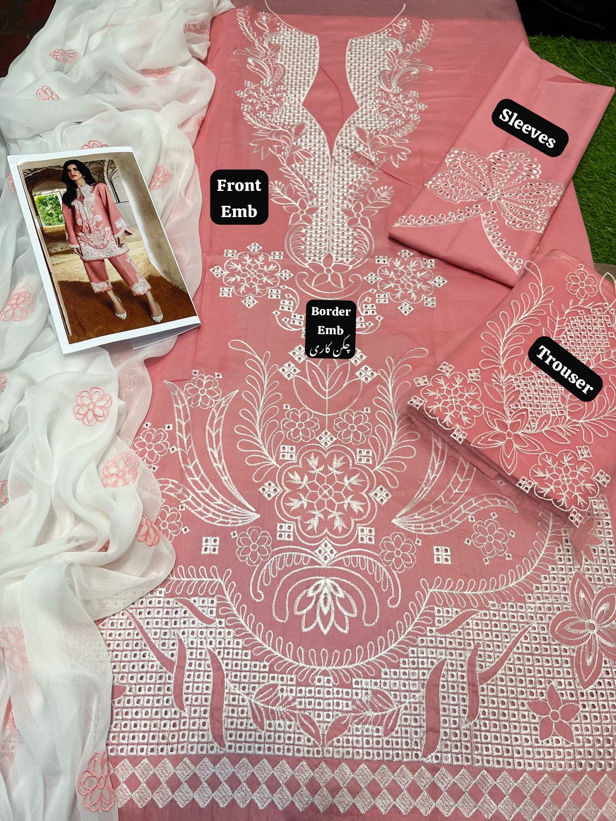 Chrimson - 3pc Embroidered Lawn with Emb Heavy Chiffon Dopatta