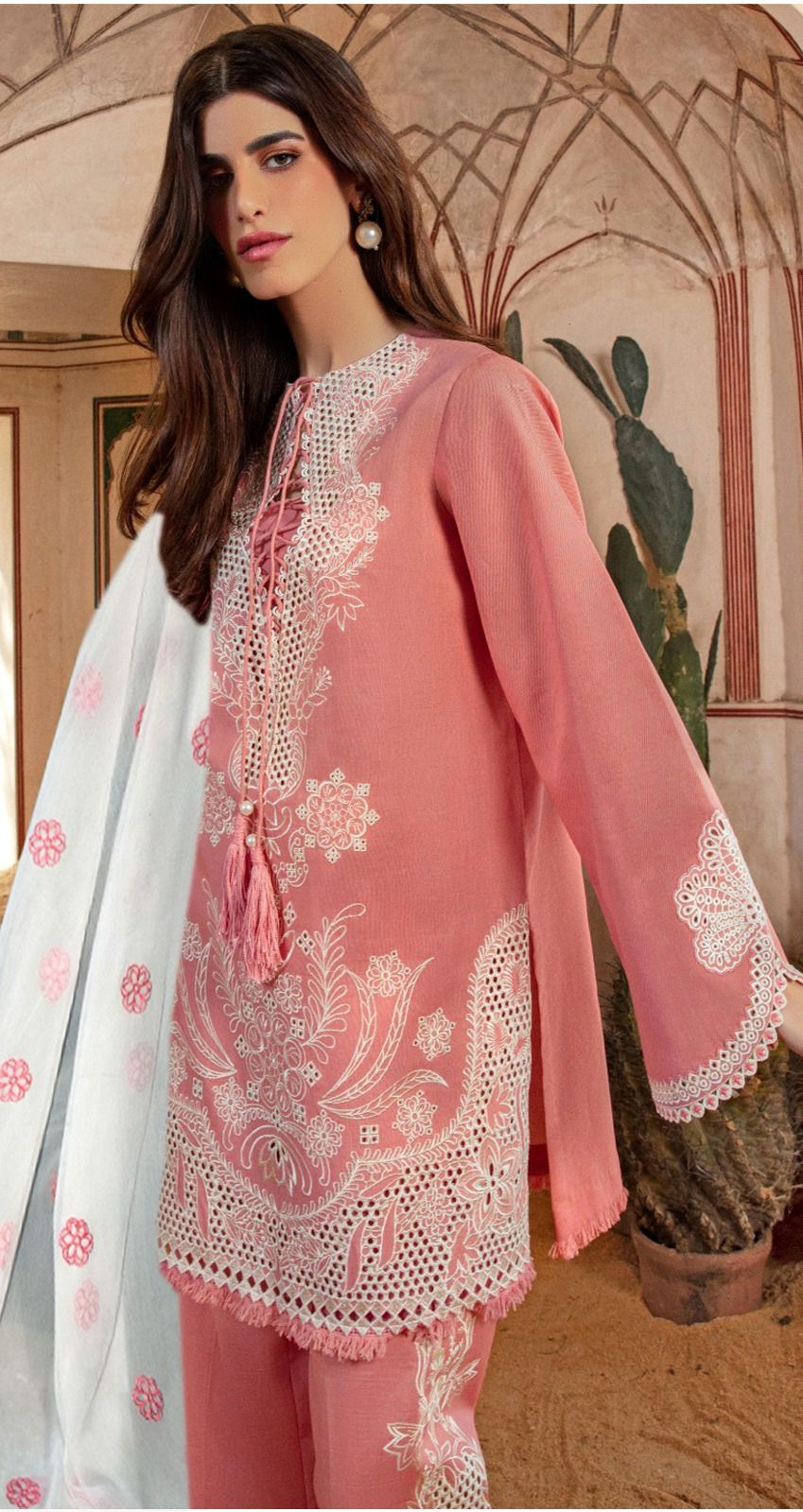 Chrimson - 3pc Embroidered Lawn with Emb Heavy Chiffon Dopatta