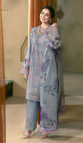 Saira Rizwan - 3pc Chikenkari Embroidered Lawn with Printed Soft chiffon Dopatta