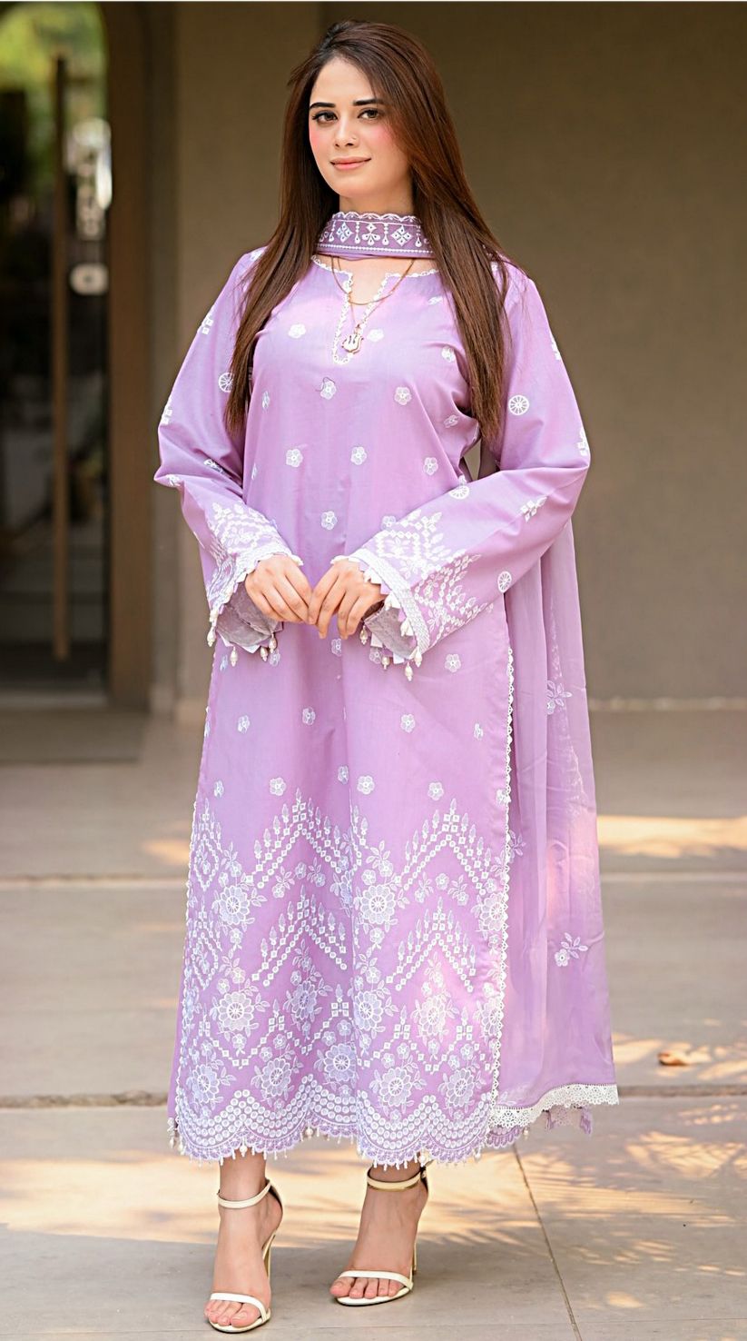 Libas - 3pc Embroidered Lawn with Emb Chiffon Dopatta