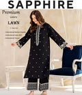 Sapphire - 3pc Embroidered Lawn with Emb Chiffon Dopatta