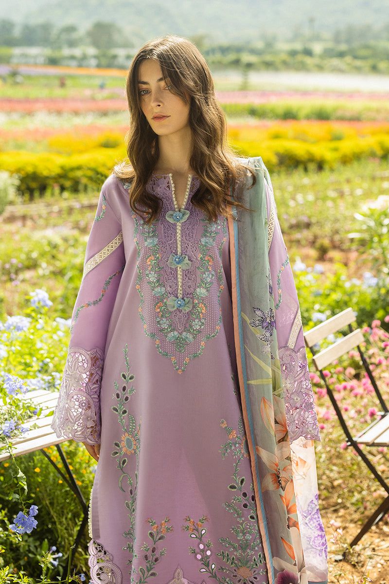 Mushq - 3pc Chikenkari Embroidered Lawn with Printed Diamond Dopatta