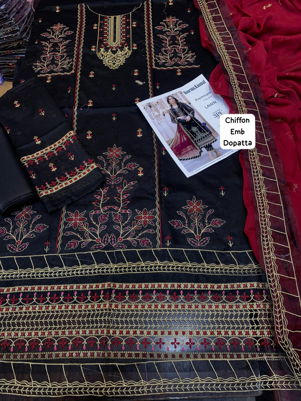 Norma Jamal - 3pc Embroidered Lawn with Emb Chiffon Dopatta