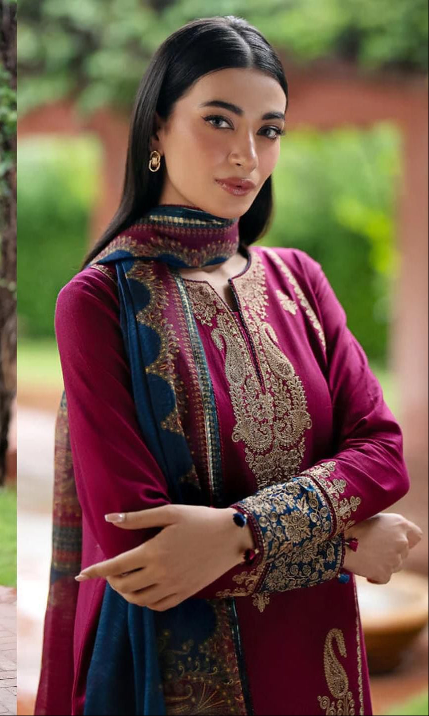 Jazmin- 3pc Embroidered Lawn with Digital Print Diamond Dopatta