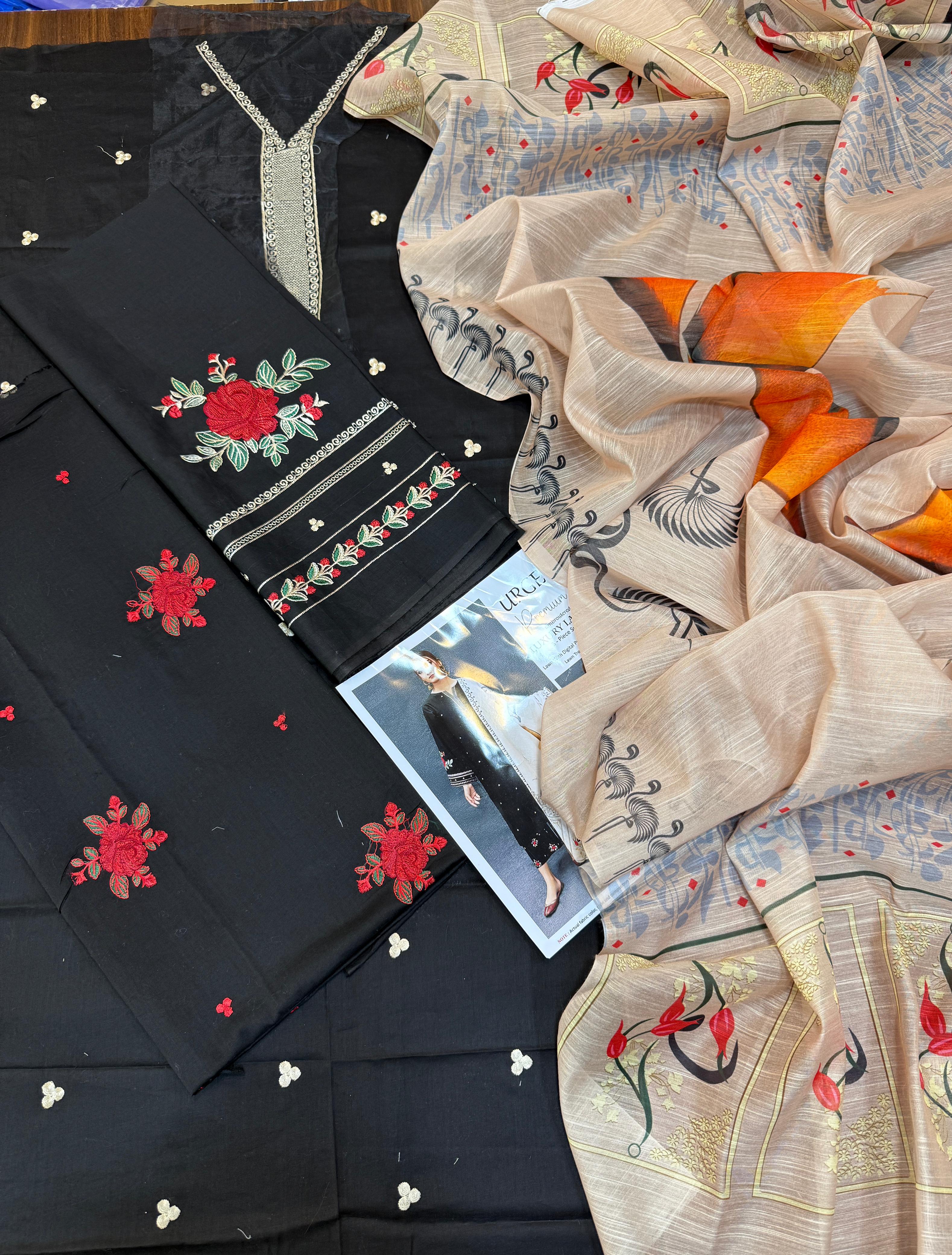 Urge - 3pc Embroidered Lawn with Printed Diamond Dopatta