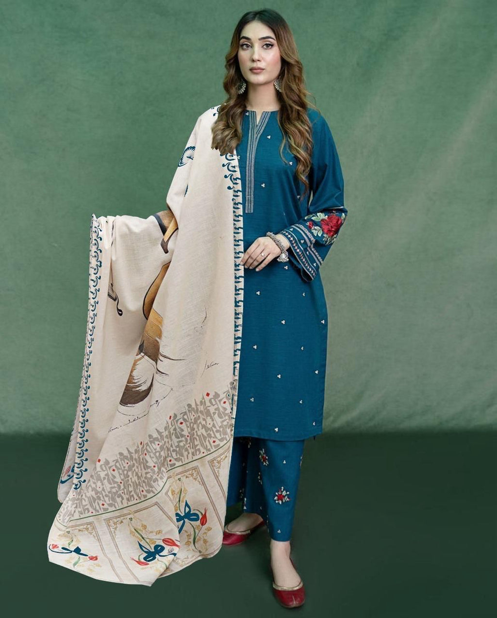 Urge - 3pc Embroidered Lawn with Printed Diamond Dopatta