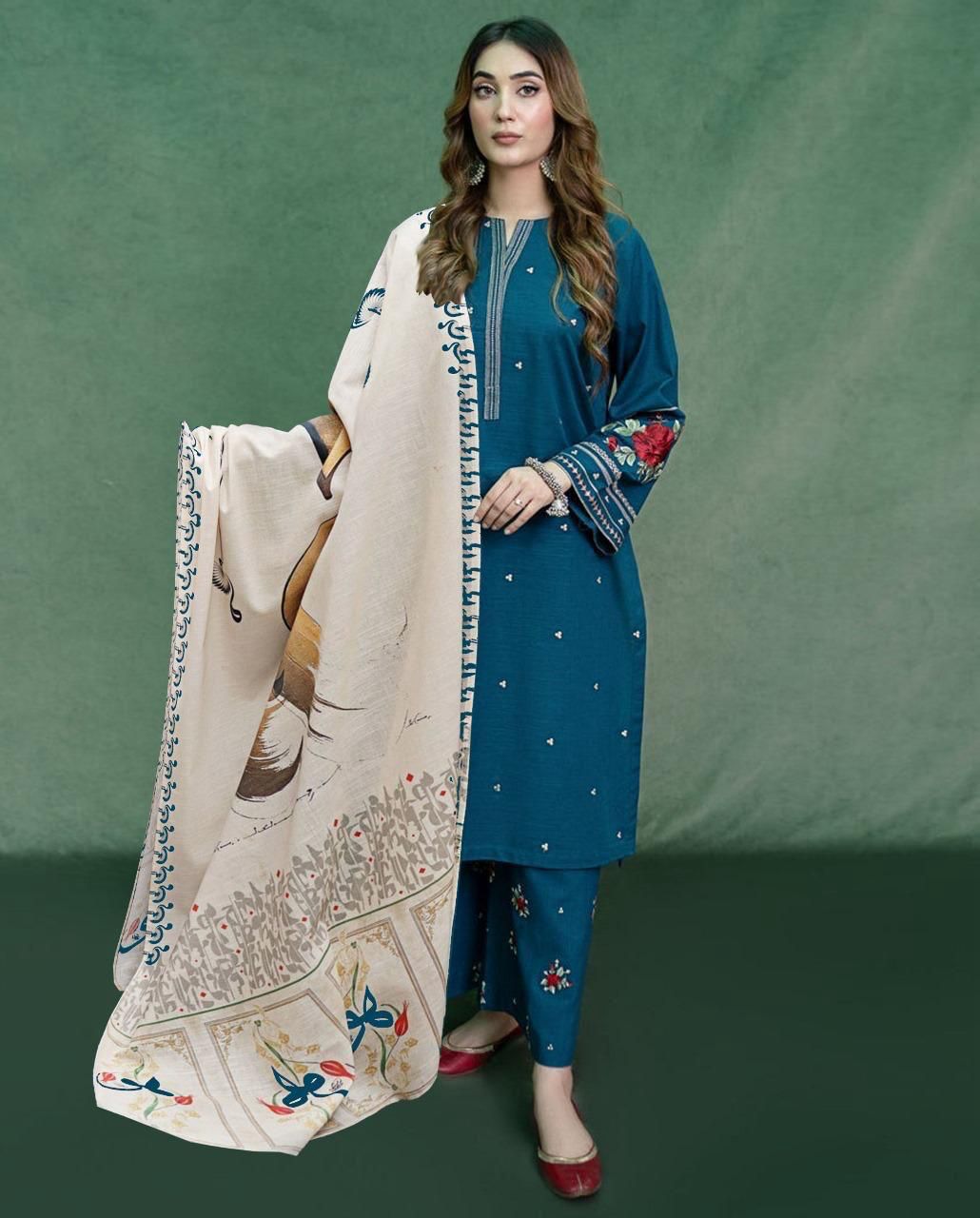 Urge - 3pc Embroidered Lawn with Printed Diamond Dopatta