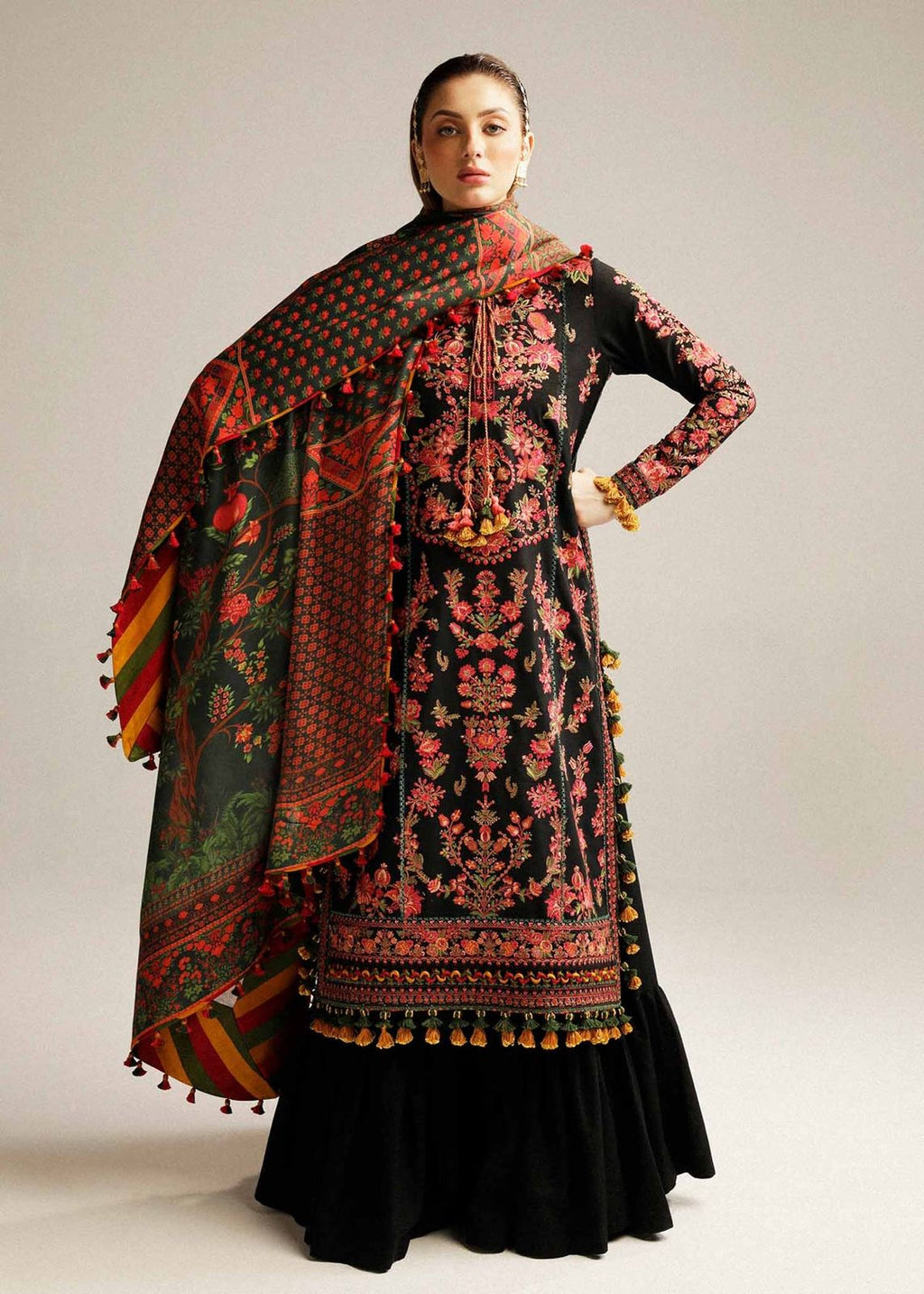 Hussain Rehar - 3pc Embroidered Lawn with Printed Diamond Dopatta