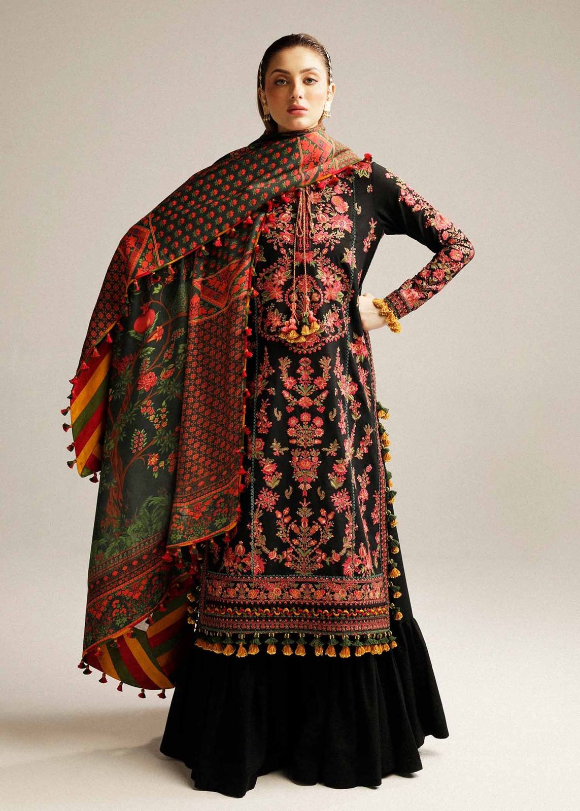 Hussain Rehar - 3pc Embroidered Lawn with Printed Diamond Dopatta