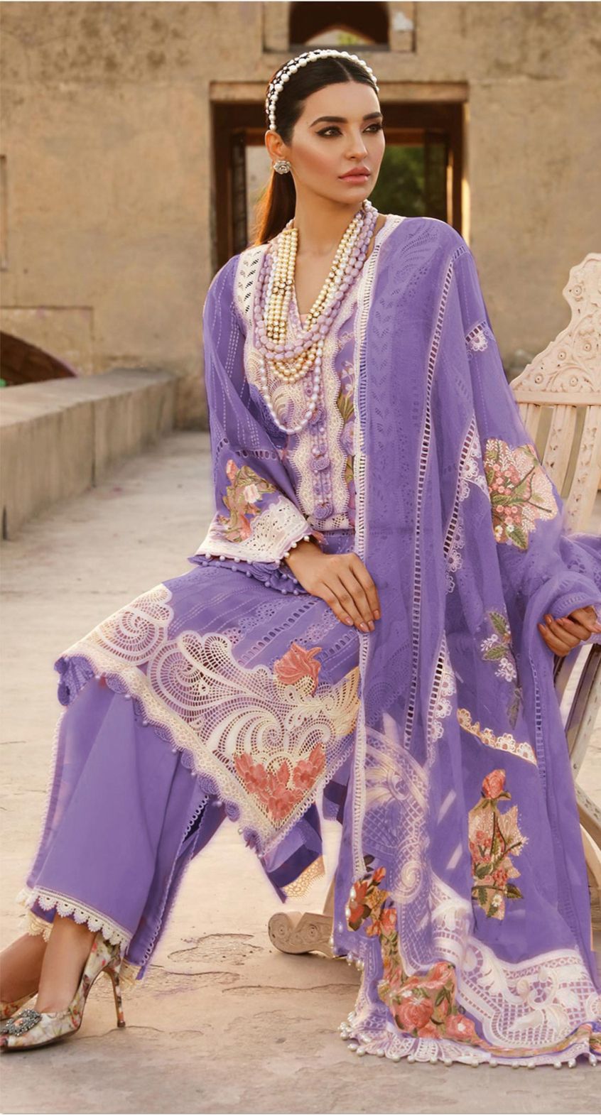Saira Rizwan - 3pc Embroidered Lawn with Emb Organza Dopatta
