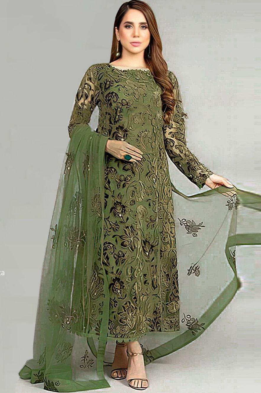 Bareeze - 3pc Embroidered Lawn with Emb Chiffon Dopatta
