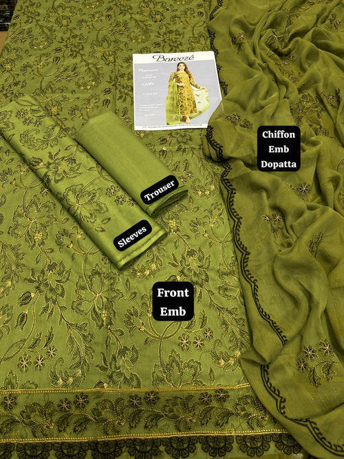 Bareeze - 3pc Embroidered Lawn with Emb Chiffon Dopatta