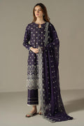 Cross Stich - 3pc Chikenkari Embroidered Lawn with Emb Chiffon Dopatta