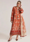 Hussain Rehar- 3pc Embroidered Lawn with Digital Print Chiffon Dopatta