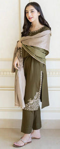 Zarashahjahan - 3pc Embroidered Lawn with Printed Diamond Dopatta