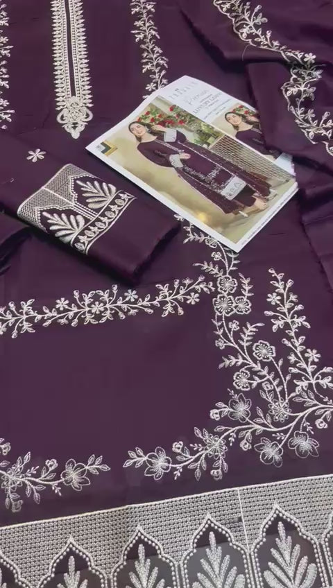 Zarqash - 3pc Embroidered Lawn with Lawn Emb Dopatta