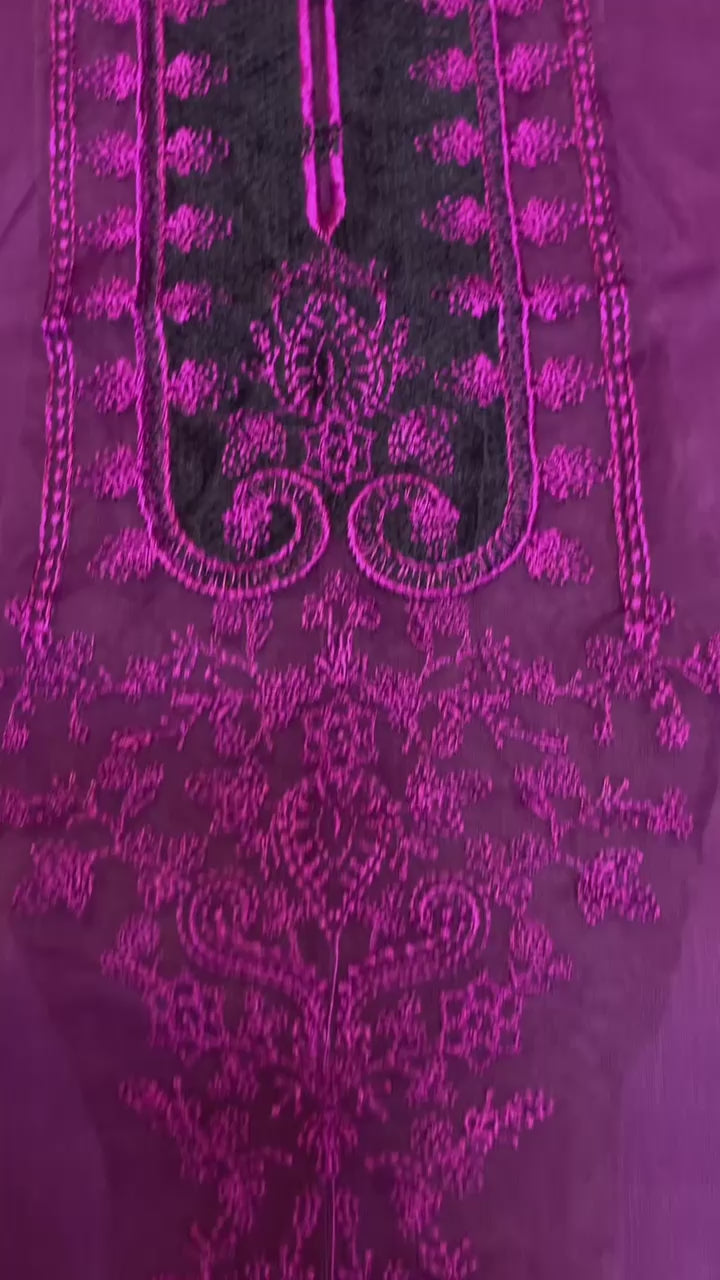 Baroque - 3pc Embroidered Lawn with Emb Javeria net Dopatta