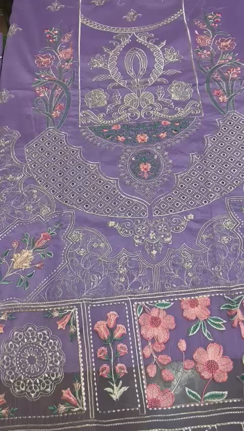 Parishay - 3pc Embroidered Lawn with Emb Chiffon Dopatta