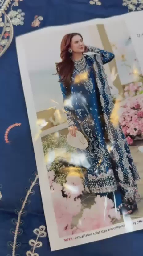 Qalamkar - 3pc Embroidered Lawn with Emb Chiffon Dopatta