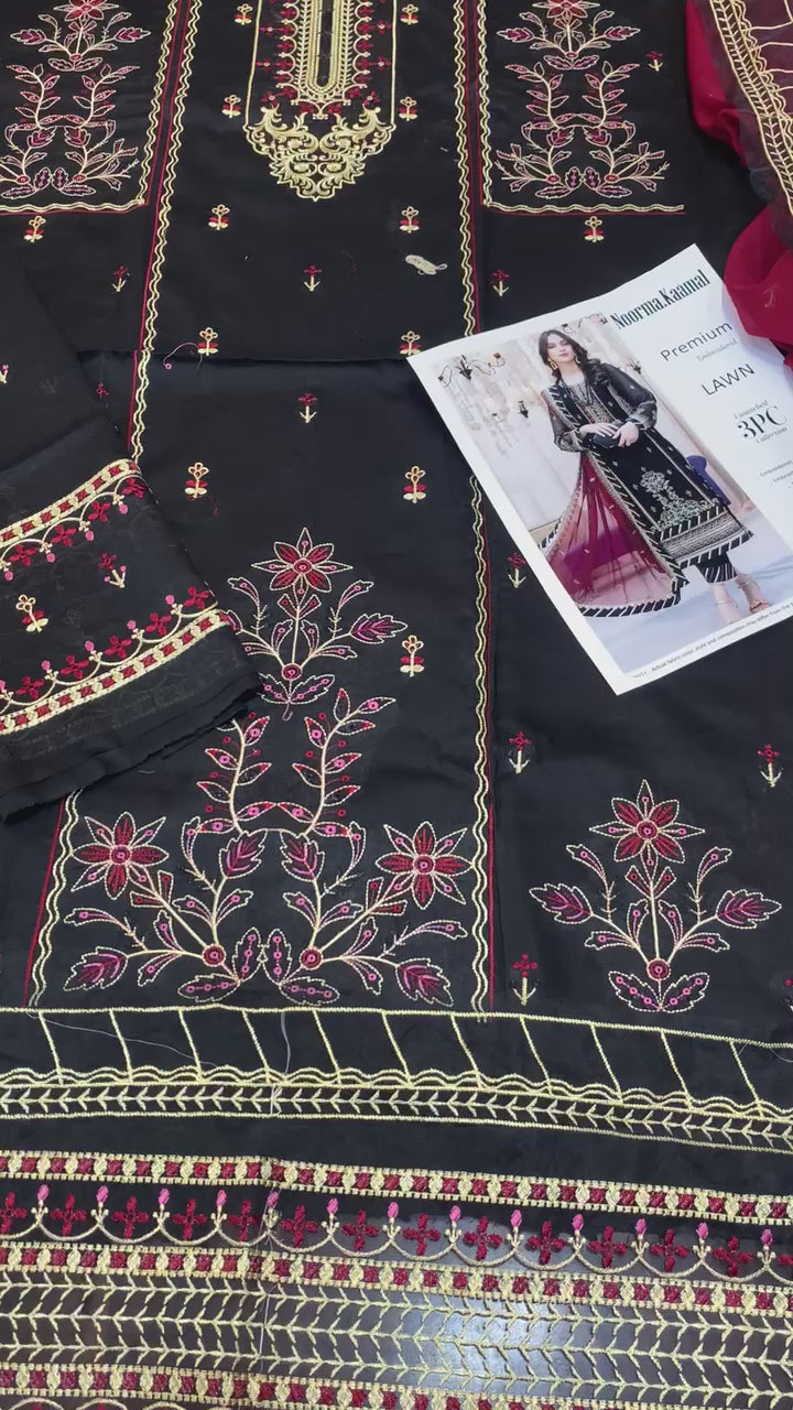 Norma Jamal - 3pc Embroidered Lawn with Emb Chiffon Dopatta