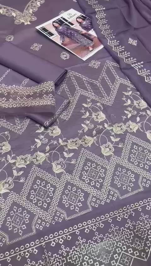 Libas - 3pc Embroidered Lawn with Emb Chiffon Dopatta