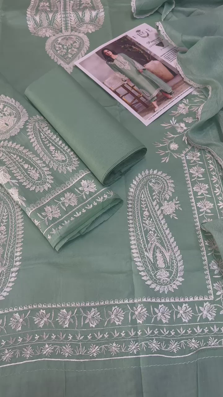 Urge- 3pc Embroidered Lawn with Emb Chiffon Dopatta