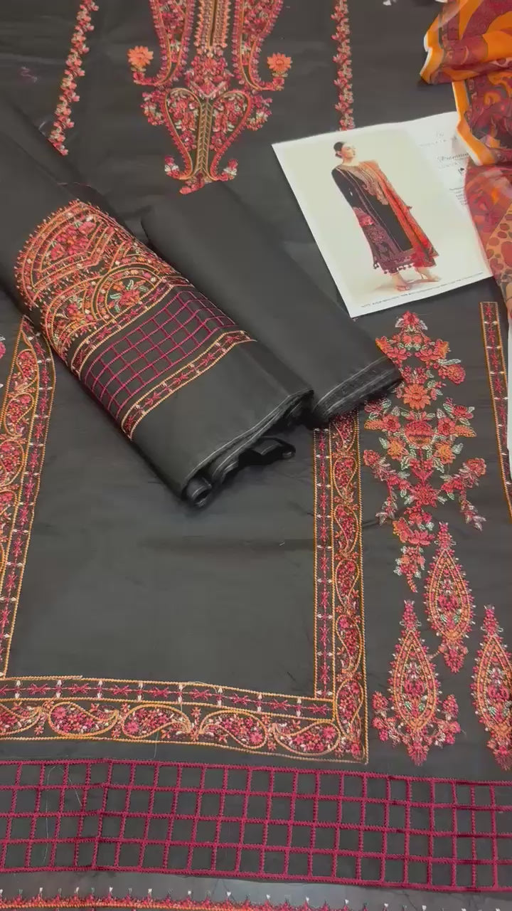 Hussain Rehar - 3pc Embroidered Lawn with Printed Dimond Dopatta